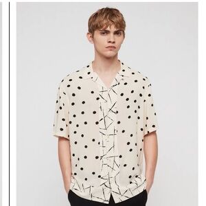 All Saints Aleatori relaxed fit Short Sleeve Polka Dot Shirt Men S/ Women M